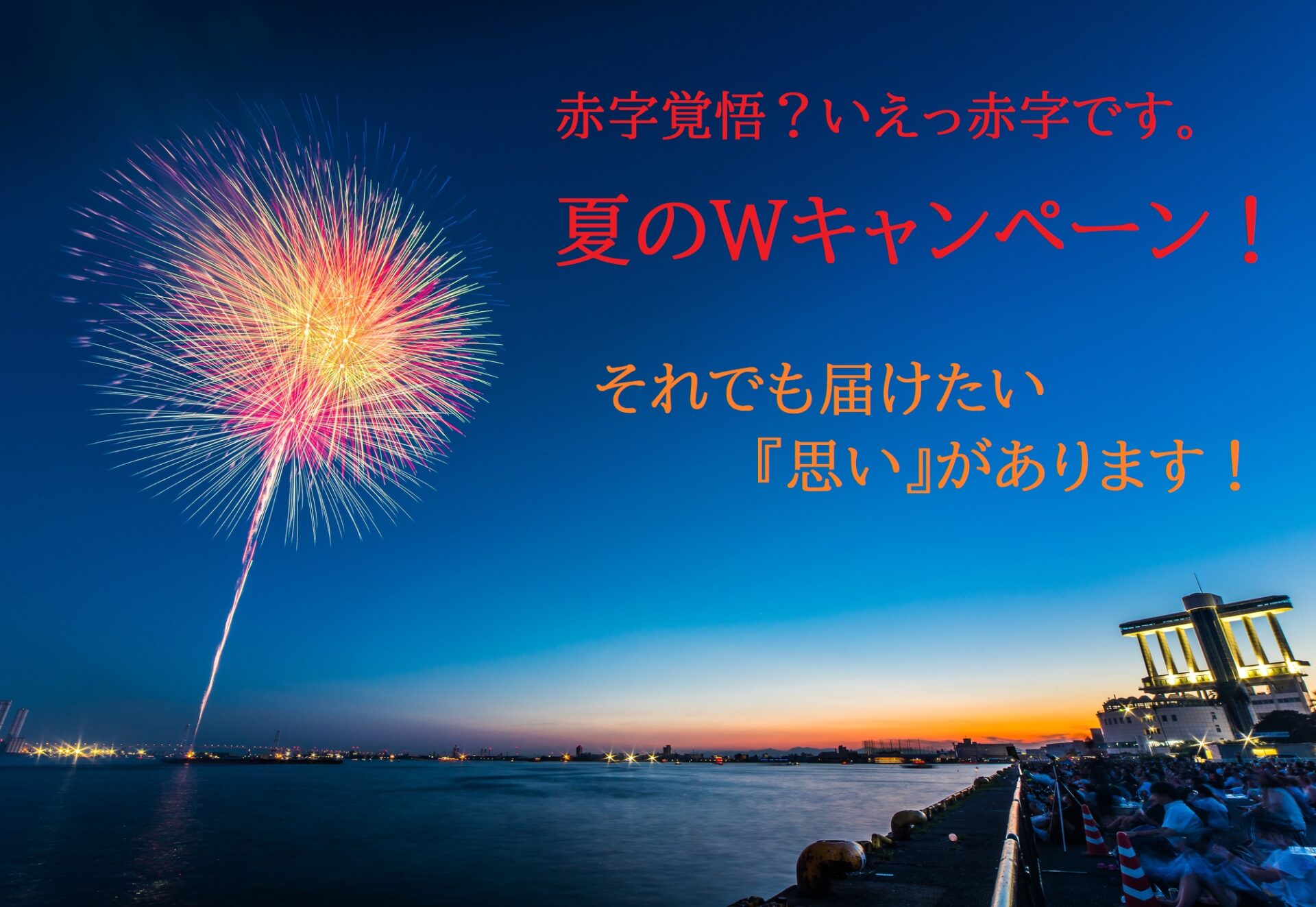 夏のキャンペーン用。名古屋港の花火の写真。